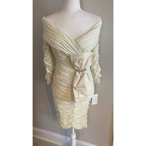 Jovani Off the Shoulder Long Sleeve Cocktail Dress